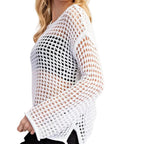 Crochet Knit Long Sleeve Sweater