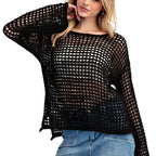 Crochet Knit Long Sleeve Sweater