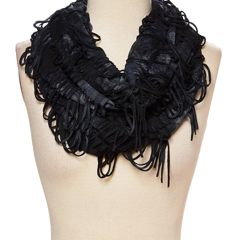 Black Fringe Infinity Scarf