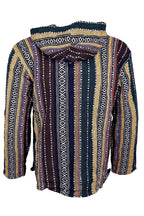 Woven Baja Style Hoodie Zip Up Earth Stripe