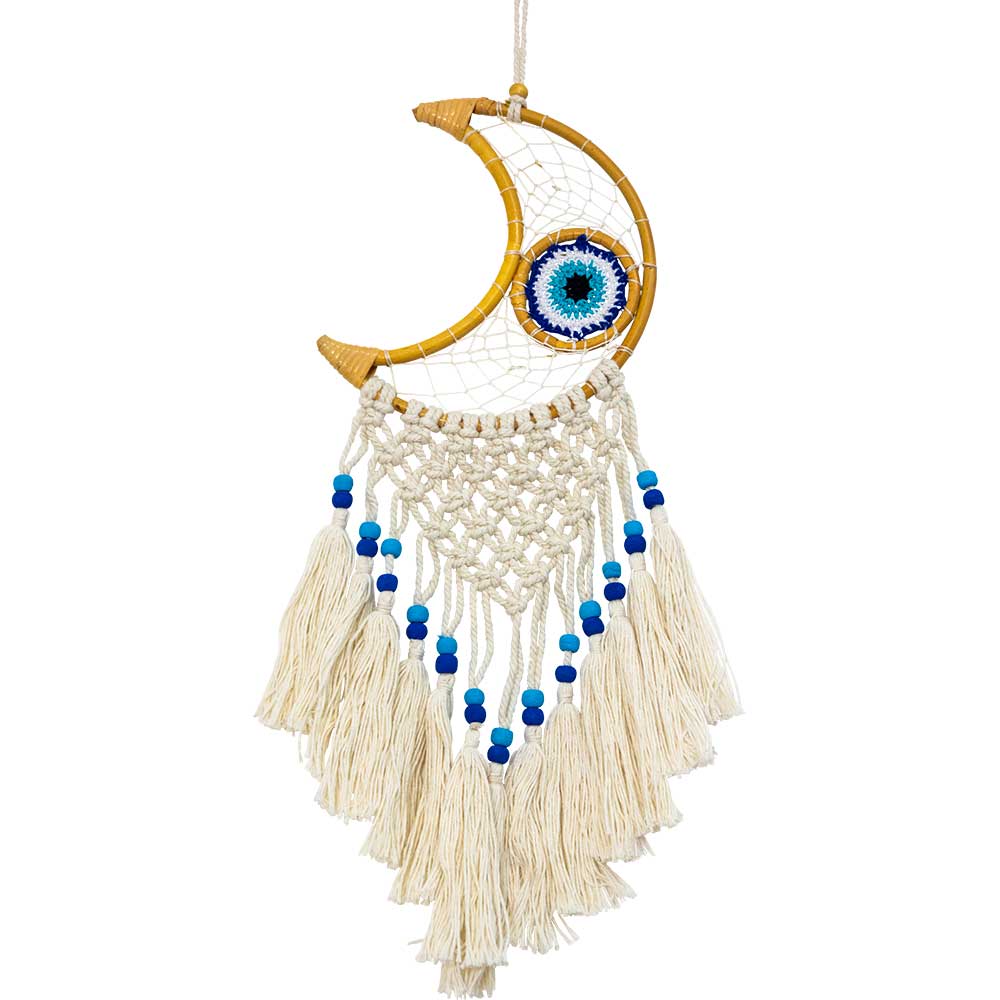 Dreamcatcher Boho Moon w/ Woven Evil Eye & Macrame