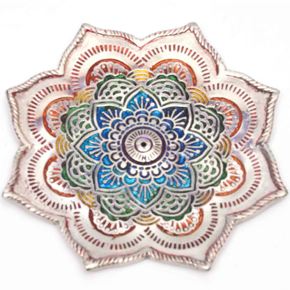 Mandala Lotus Aluminum Incense Burner – Hand-Painted