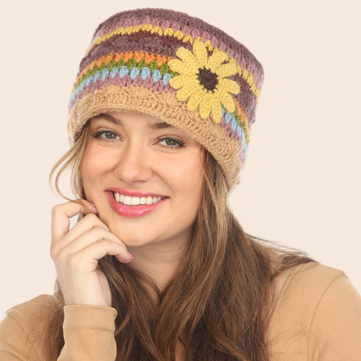 Woolen Motif Crocheted Headband