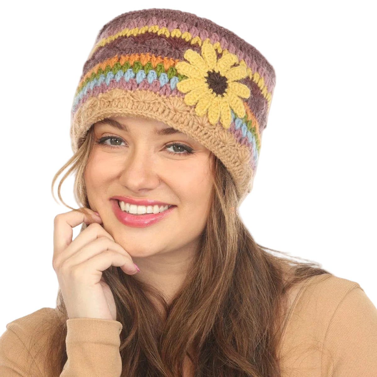 Woolen Motif Crocheted Headband