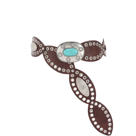 Faux Leather Oval Disc Belt