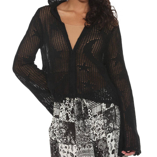 Celestial Lacy Cropped Zip Hoodie