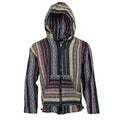 Woven Baja Style Hoodie Zip Up Earth Stripe