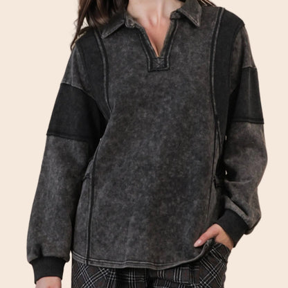 Mineral Washed Oversized French Terry Knit Top