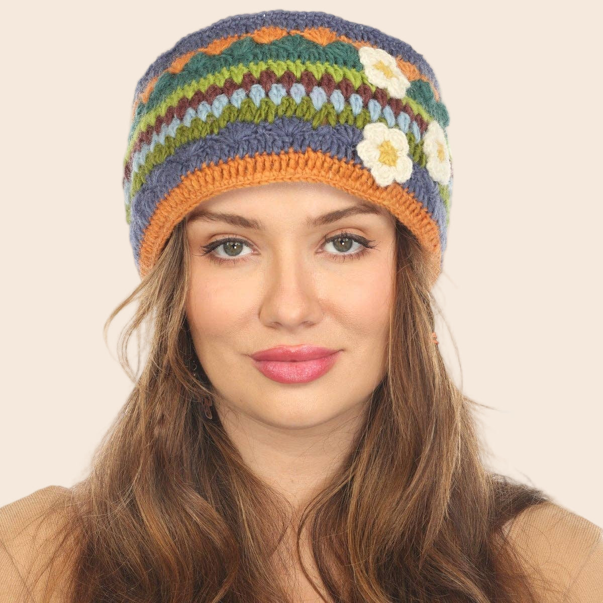 Woolen Motif Crocheted Headband