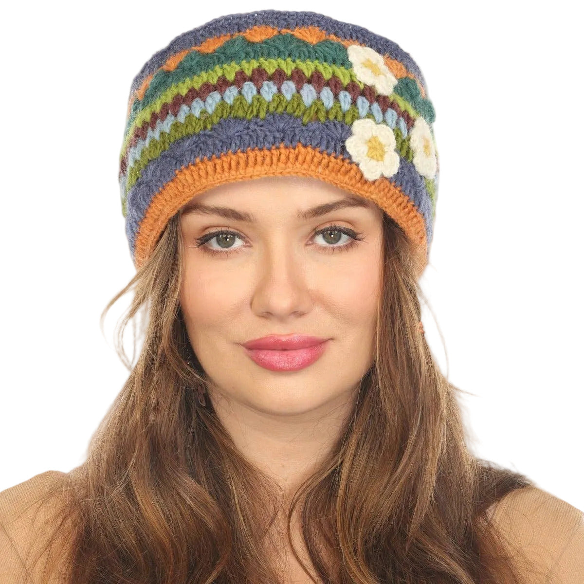 Woolen Motif Crocheted Headband