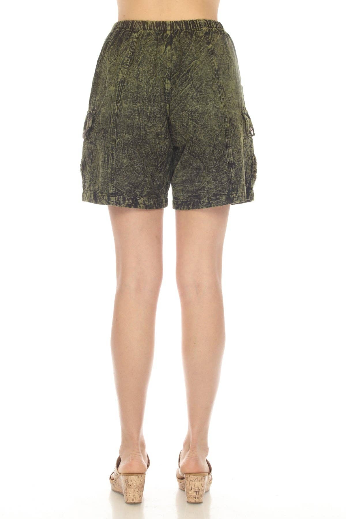 Stonewashed Applique Cargo Shorts