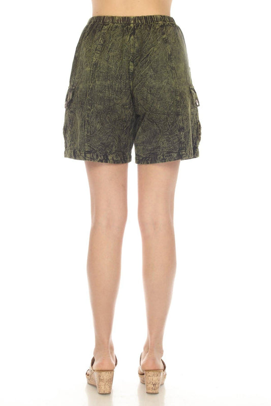 Stonewashed Applique Cargo Shorts