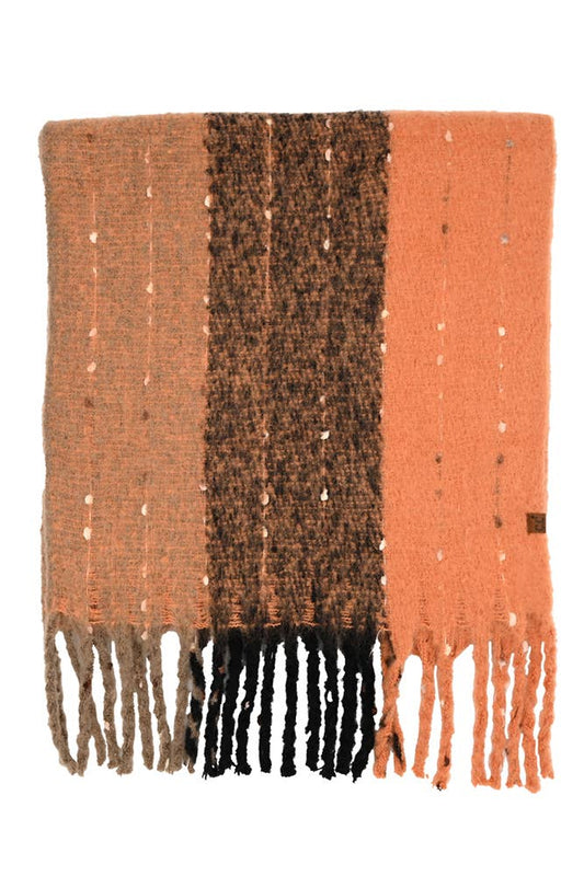 C.C Vertical Multi Color Wide Stripe Woven Winter Scarf