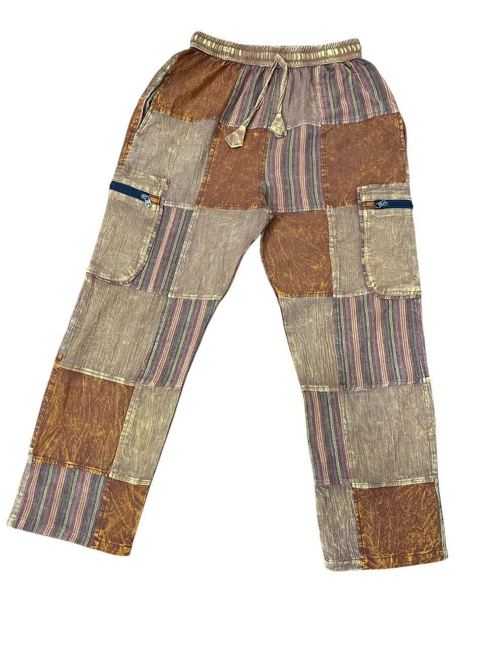 Cotton Brown Patchwork Pants