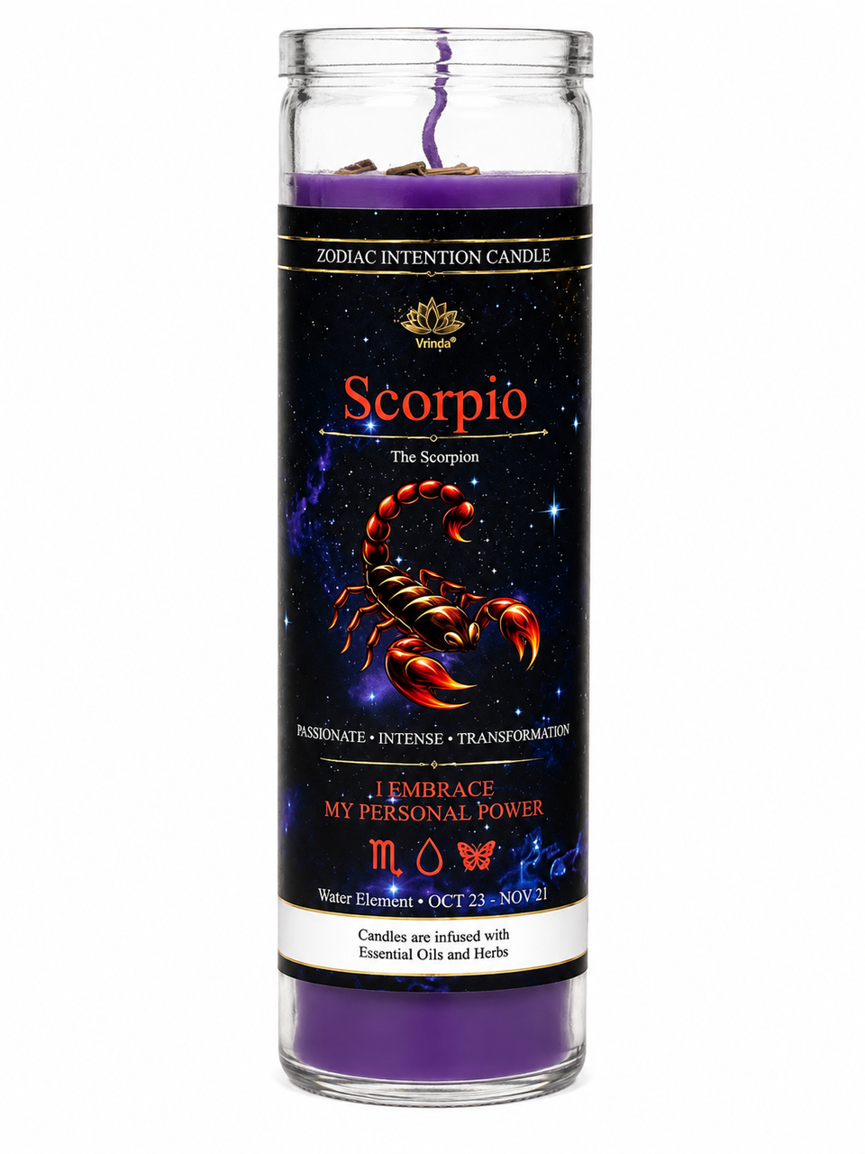 Glass Jar Candle Scented - Scorpio: The Scorpion