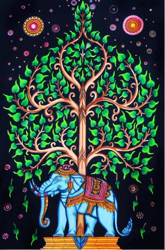 Elephant Tree Tapestry Wall Decor Beach Throw 80” X 50”