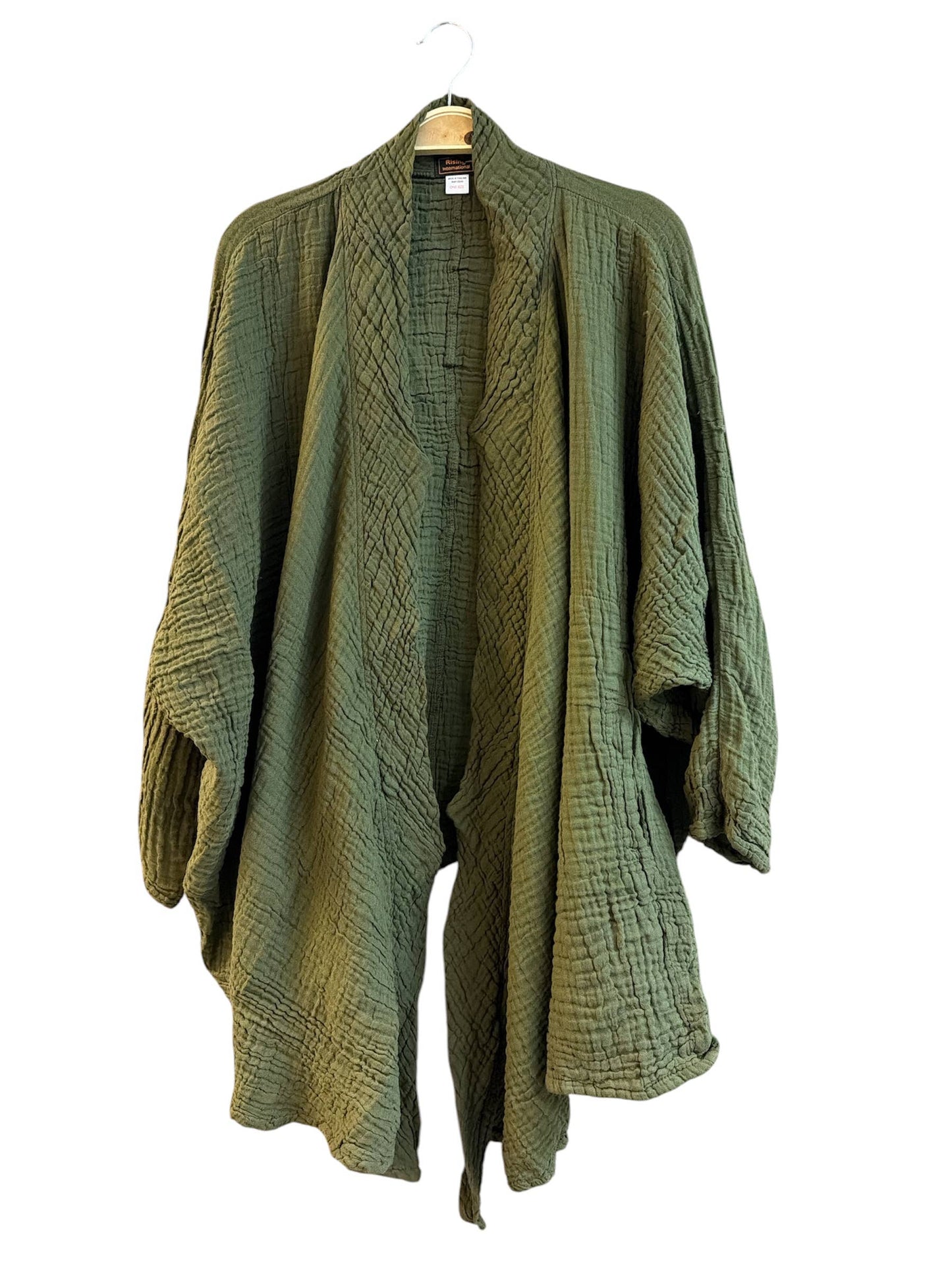Cotton Crinkle Open Front Cardigan