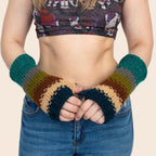 Blurred Lines Handmade Wool Knit Arm Warmer Unisex Gloves