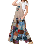 Overall Maxi Dress Patchwork Multicolor Skirt