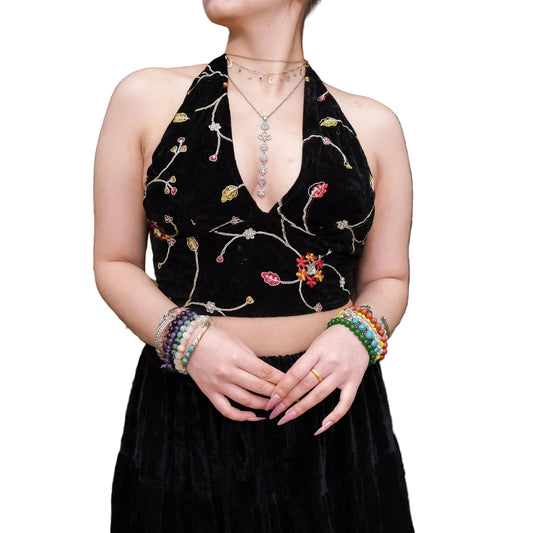Embroidery Boho Velvet Bralette