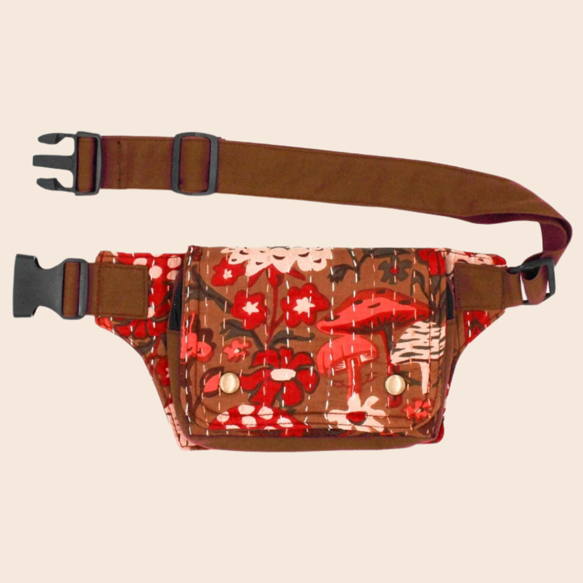 Mushroom Kantha Belt Bag