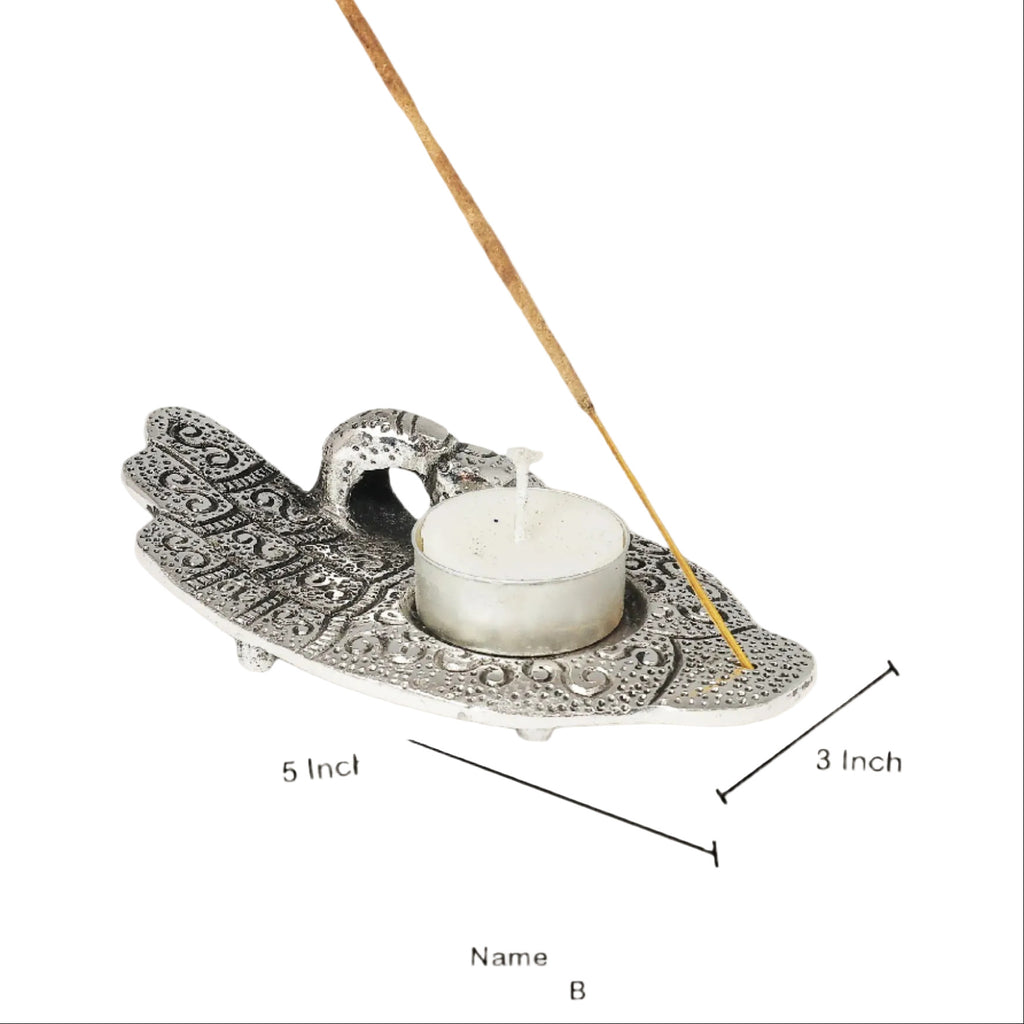 Metal Buddha Hand Candle & Incense Holder