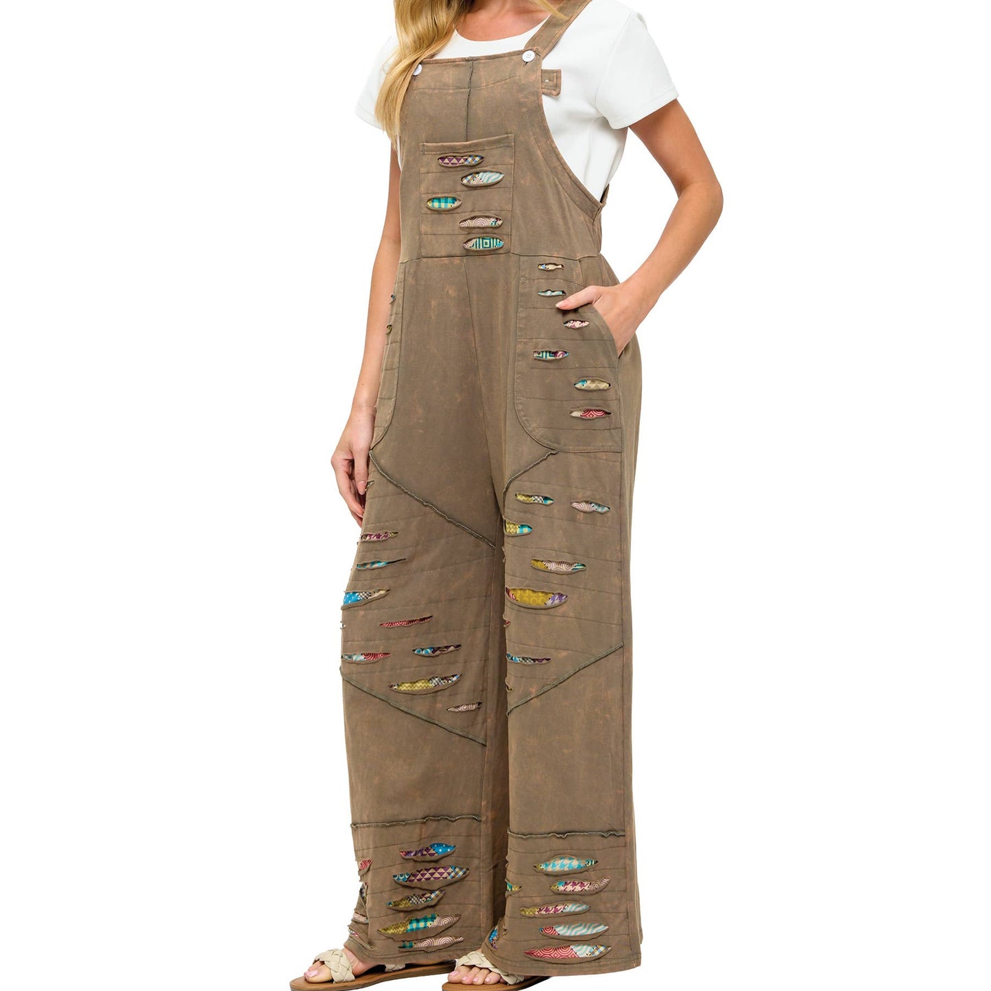 Boho Patchwork Overall Razor Cut
