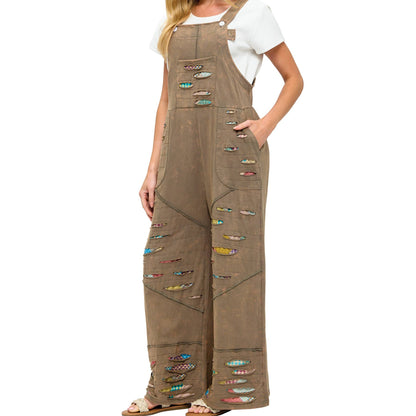 Boho Patchwork Overall Razor Cut