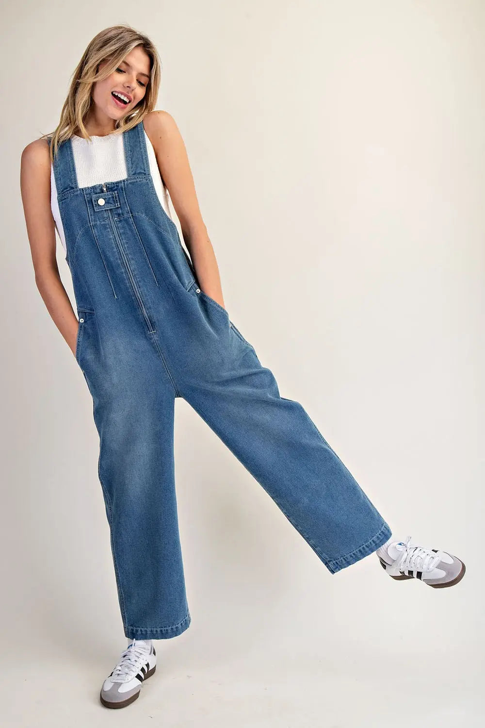 Sleeveless Zip Up Front Utility Style Jumpsuit