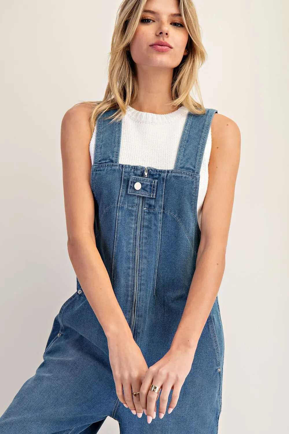 Sleeveless Zip Up Front Utility Style Jumpsuit