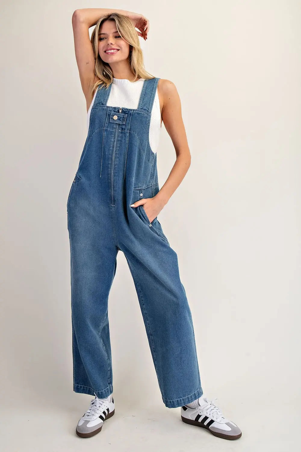 Sleeveless Zip Up Front Utility Style Jumpsuit