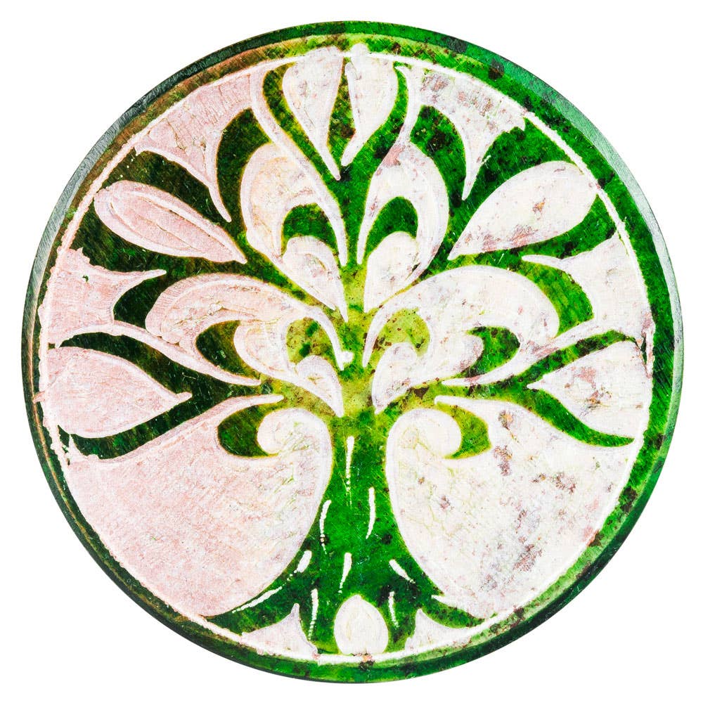 Tree of Life Round Soapstone Box