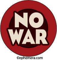 ROUND MAGNET:  NO WAR..