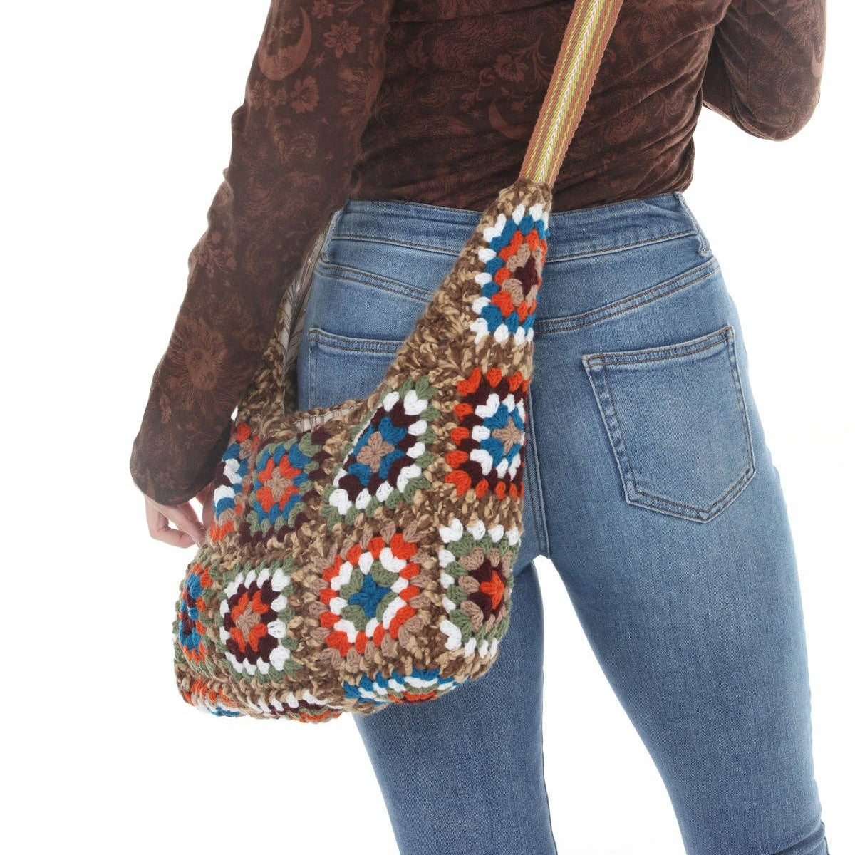 Crochet Granny Square Crossbody Bag