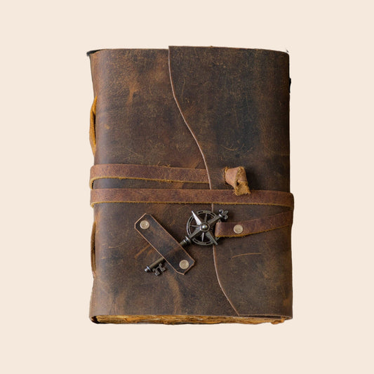Vintage Leather Bound Diary with Key