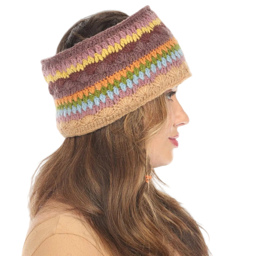 Woolen Motif Crocheted Headband