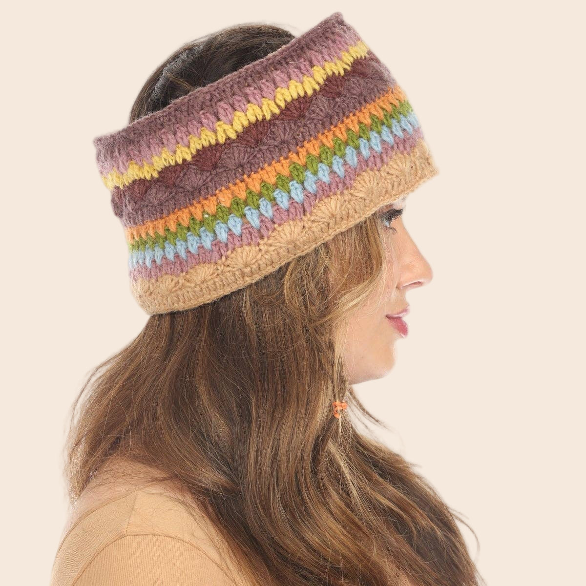 Woolen Motif Crocheted Headband