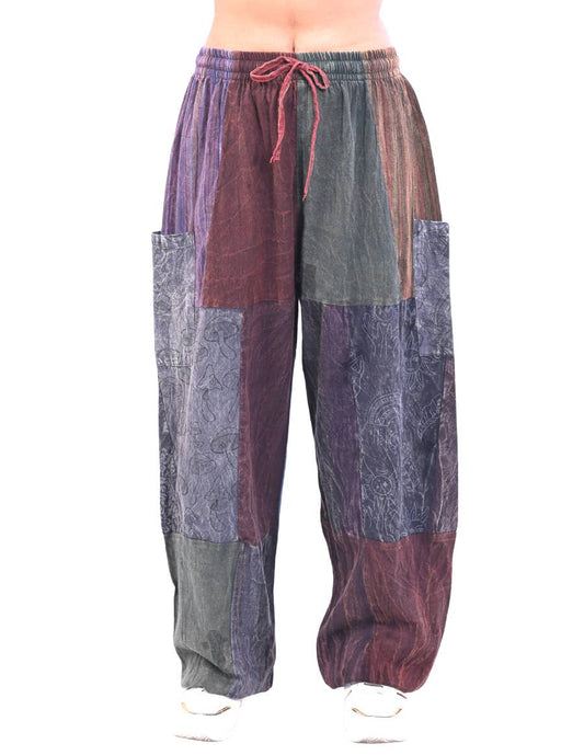 Boho Hippie Stonewashed Patchwork Harem Pants