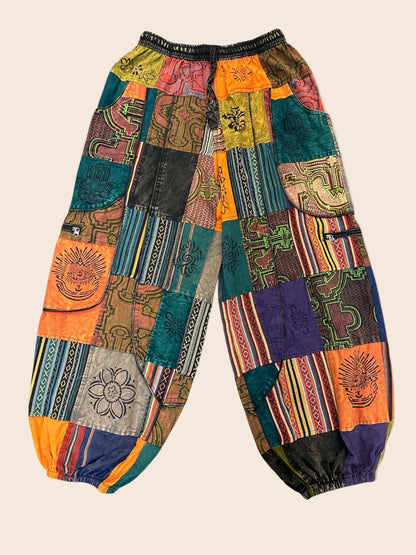 Block Print Balloon Style Patchwork Pants