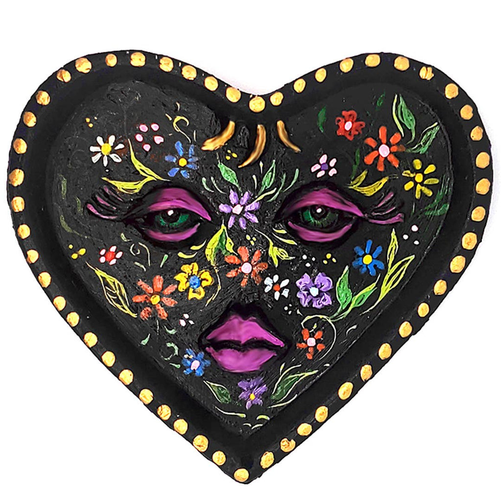 Heart Shaped Floral Face Flat Ashtray