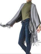 Solid Color Fringe Kimono