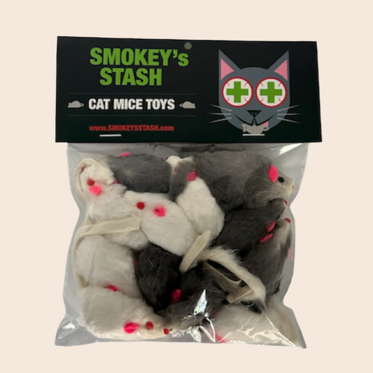 Smokey's Stash Rabbit Fur Mouse Cat Toy 12 per Pack