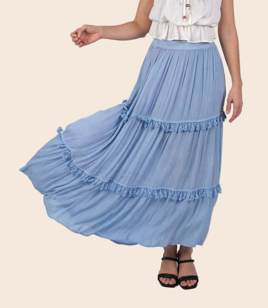 Whimsical Tasseled Summer Maxi Skirt