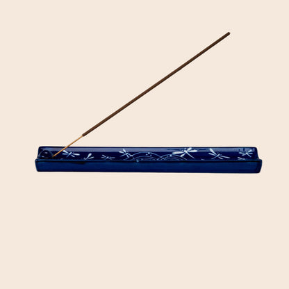 Handpainted Ceramic Incense Holder 9 inch L Dragonfly