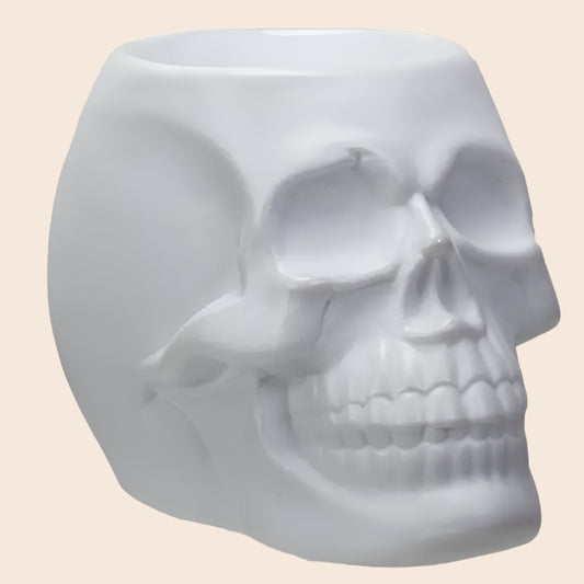 Ceramic White Skull Oil Burner