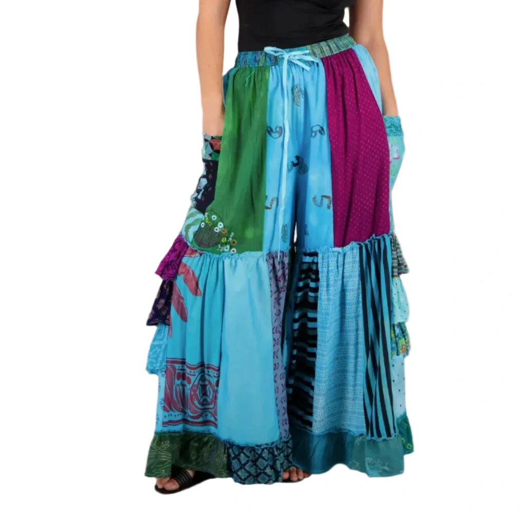 Patchwork Ruffle Palazzo Pants