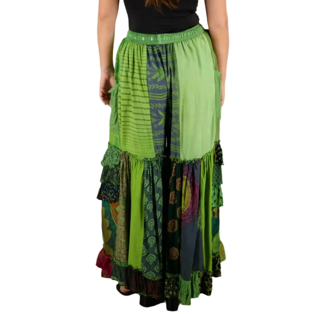 Patchwork Ruffle Palazzo Pants