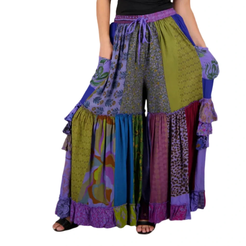 Patchwork Ruffle Palazzo Pants