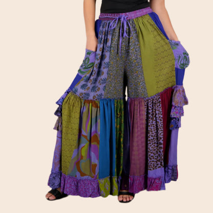 Patchwork Ruffle Palazzo Pants