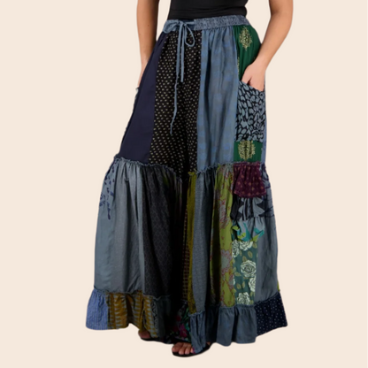 Patchwork Ruffle Palazzo Pants